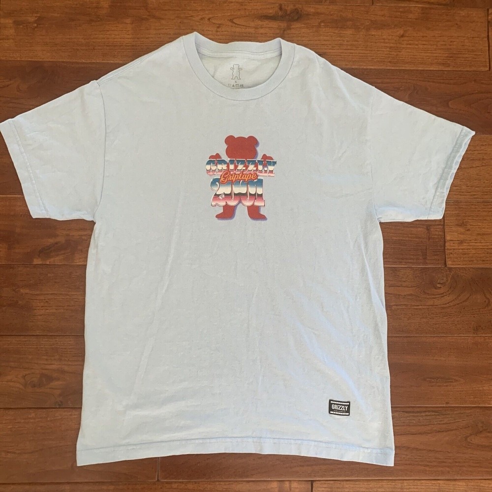 Grizzly Griptape Blue T-Shirt OG Bear Short Sleeve tee Men's L Diamond Supply Co